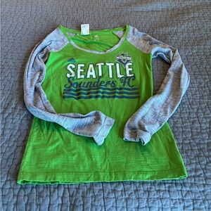 Seattle Sounders FC Women’s Rave Green and Gray Long Sleeve Shirt Size M Adidas